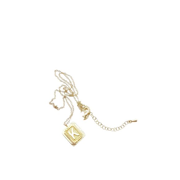 Bracha Initial K Pendant on Gold Tone Chain Necklace, Letter Monogram Script - Picture 2 of 4